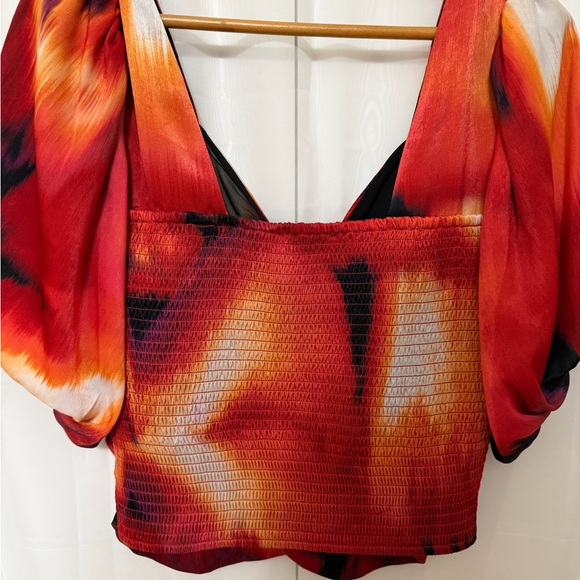 DKNY Abstract Print Satin Blouse Large - Picture 6 of 10